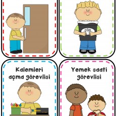 Görevli Kartları: Kapı, Çöp, Kalem Açma ve Yemek Saati