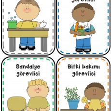Sınıf Görevlileri Kartları: Temizlik, Malzemeler, Sandalye, Bitki Bakımı