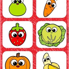 6 Animated Fruits and Vegetables: Pear, Carrot, Strawberry, Cabbage, Pumpkin, Banana - Educational Visual Content