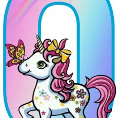 Unicorn and Butterfly with Letter O - Eğitici Resim