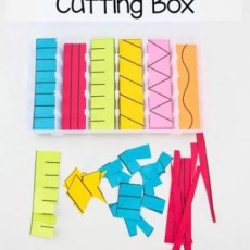 Printable Preschool Cutting Activity with Colored Paper Shapes and Scissors