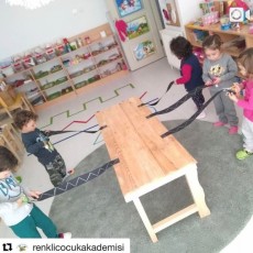 Eğitim Materyali: 4 Çocukla Sıralama ve Koordinasyon Activitesi - Renkli Halı Çizgileri