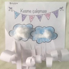 Kesme Çalışması: Bulut ve Yağmur Temalı Eğitim Materyali