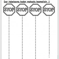 Stop Tabelası Kesme Aktivitesi - 4 Adet STOP İşareti - Eğitim Görseli