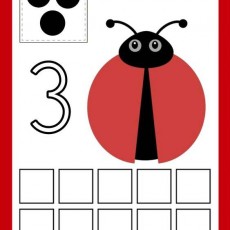 Red Ladybug with 3 Dots - Educational Number Learning