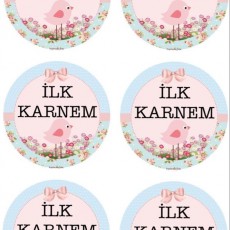 İLK KARNEM - 6 Adet Yuvarlak Etiket Tasarımı