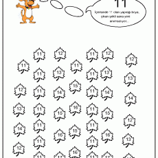 Sayılar Çalışma Sayfası - 11 Rakamı ile Boyama Alıştırması