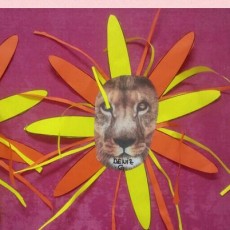 Renkli Çiçekler ve Aslan Yüzü Sanat Çalışması - Çocuk Eğitimi