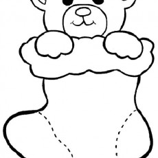 Teddy Bear in Christmas Stocking Coloring Page