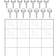 Counting and Tracing the Number 14 with Lollipops