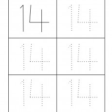 Trace Number 14 Educational Worksheet for Writing Practice
