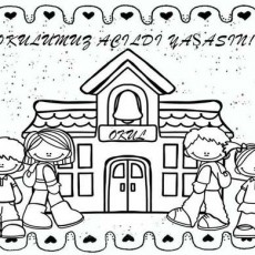 Okul Temalı Çizim: 4 Çocuk ile Çizilmiş Bir Okul Evi