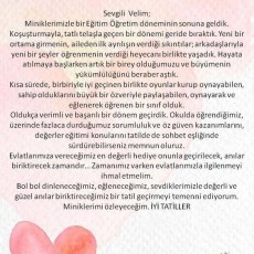 Eğitim Dönemi Sonu Değerlendirmesi ve Tatil İle İlgili Not