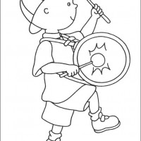 caillou-davul-caliyor-boyama-sayfasi