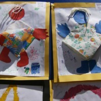 Kağıt katlama buruşturma, yuvarlama, sulu boya  (144)