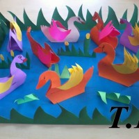 Kağıt katlama buruşturma, yuvarlama, sulu boya  (571)