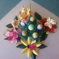 Kağıt katlama buruşturma, yuvarlama, sulu boya  (7)