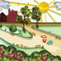 Kağıt katlama buruşturma, yuvarlama, sulu boya  (735)