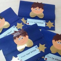 okul öncesınde kağit işler, duvar süsü ,davetiye kartları ,suluboya  çalişması (4317)