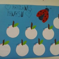 okul öncesınde kağit işler, duvar süsü ,davetiye kartları ,suluboya  çalişması (4332)