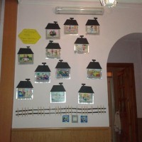 okul öncesınde kağit işler, duvar süsü ,davetiye kartları ,suluboya  çalişması (4340)