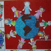 okul öncesınde kağit işler, duvar süsü ,davetiye kartları ,suluboya  çalişması (4380)