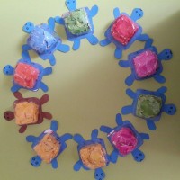 okul öncesınde kağit işler, duvar süsü ,davetiye kartları ,suluboya  çalişması (4382)