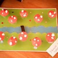 okul öncesınde kağit işler, duvar süsü ,davetiye kartları ,suluboya  çalişması (4475)