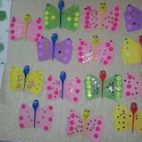 okul öncesınde kağit işler, duvar süsü ,davetiye kartları ,suluboya  çalişması (4494)