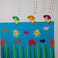 okul öncesınde kağit işler, duvar süsü ,davetiye kartları ,suluboya  çalişması (4500)