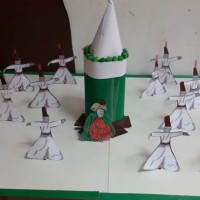 okul öncesınde kağit işler, duvar süsü ,davetiye kartları ,suluboya  çalişması (4502)