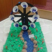 okul öncesınde kağit işler, duvar süsü ,davetiye kartları ,suluboya  çalişması (4525)