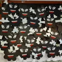 okul öncesınde kağit işler, duvar süsü ,davetiye kartları ,suluboya  çalişması (4536)