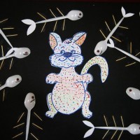 okul öncesınde kağit işler, duvar süsü ,davetiye kartları ,suluboya  çalişması (4559)