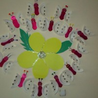 okul öncesınde kağit işler, duvar süsü ,davetiye kartları ,suluboya  çalişması (4668)