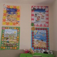 okul öncesınde kağit işler, duvar süsü ,davetiye kartları ,suluboya  çalişması (4697)