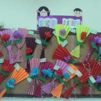 okul öncesınde kağit işler, duvar süsü ,davetiye kartları ,suluboya  çalişması (4713)