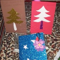 okul öncesınde kağit işler, duvar süsü ,davetiye kartları ,suluboya  çalişması (4715)