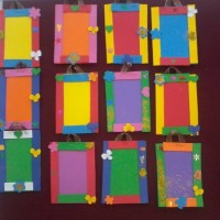 okul öncesınde kağit işler, duvar süsü ,davetiye kartları ,suluboya  çalişması (4765)