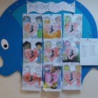 okul öncesınde kağit işler, duvar süsü ,davetiye kartları ,suluboya  çalişması (4768)