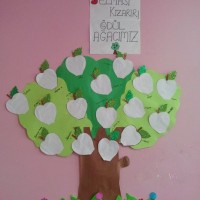 okul öncesınde kağit işler, duvar süsü ,davetiye kartları ,suluboya  çalişması (4797)