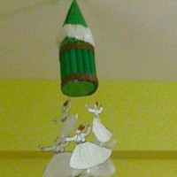 okul öncesınde kağit işler, duvar süsü ,davetiye kartları ,suluboya  çalişması (4829)