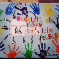 okul öncesınde kağit işler, duvar süsü ,davetiye kartları ,suluboya  çalişması (4855)