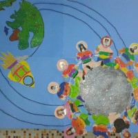 okul öncesınde kağit işler, duvar süsü ,davetiye kartları ,suluboya  çalişması (4857)