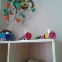 okul öncesınde kağit işler, duvar süsü ,davetiye kartları ,suluboya  çalişması (4865)