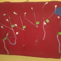 okul öncesınde kağit işler, duvar süsü ,davetiye kartları ,suluboya  çalişması (4866)