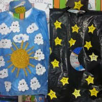 okul öncesınde kağit işler, duvar süsü ,davetiye kartları ,suluboya  çalişması (4899)