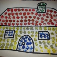 okul öncesınde kağit işler, duvar süsü ,davetiye kartları ,suluboya  çalişması (4948)