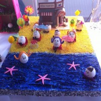 okul öncesınde kağit işler, duvar süsü ,davetiye kartları ,suluboya  çalişması (4951)