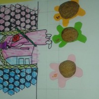 okul öncesınde kağit işler, duvar süsü ,davetiye kartları ,suluboya  çalişması (4969)